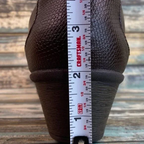 Earth?Origins Womens Brown Leather Ankle Booties Size 7.5M Monica Zip Block Heel - Picture 11 of 11